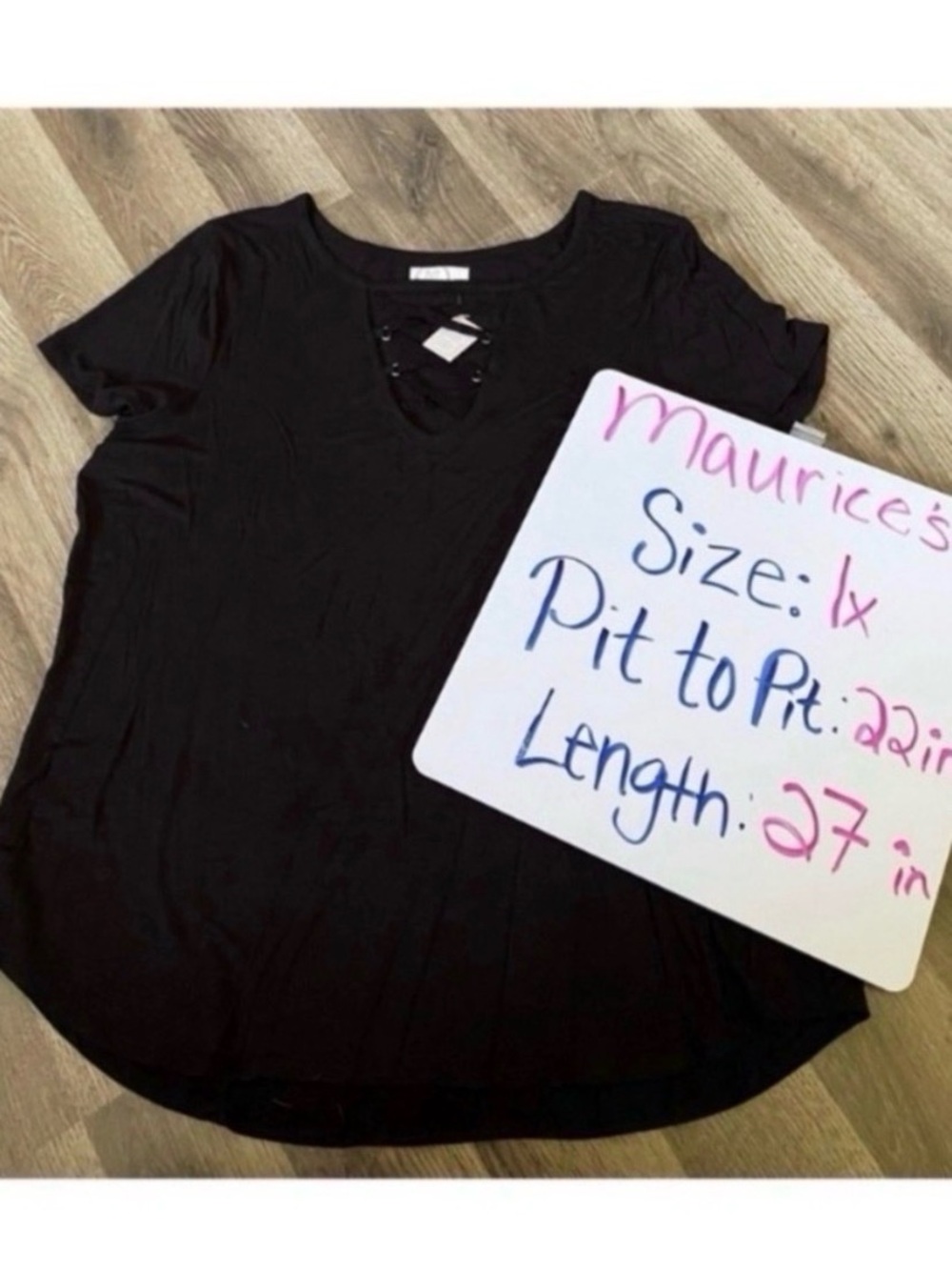 MAURICES Black Strappy T Shirt Size 1X New! - Picture 4 of 5